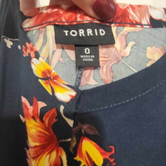 Torrid Navy Floral Trapeze Maxi Dress - Picture 2 of 3